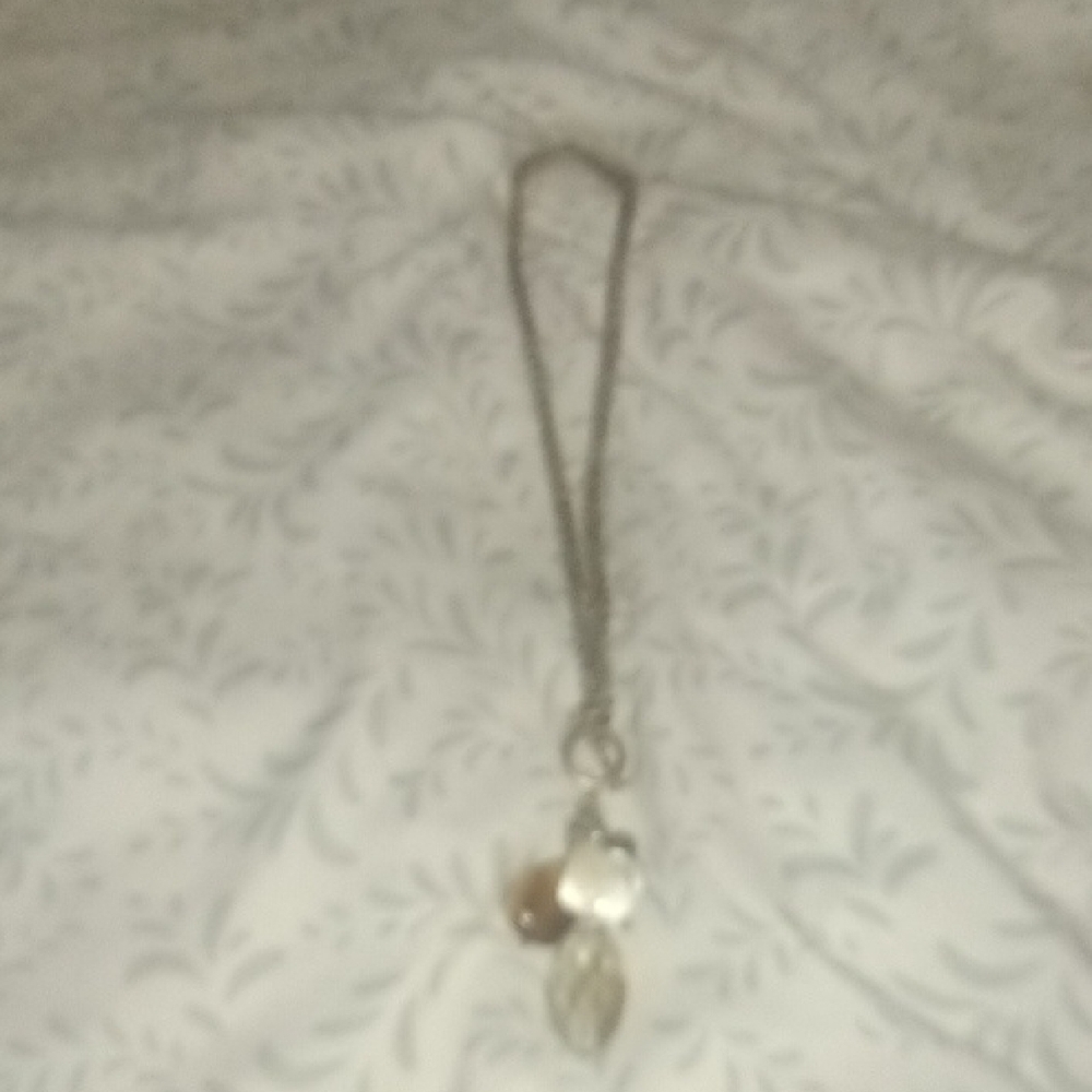 Elegant Brown/Gold And Cream Stones Necklace with Charms. 2 In 1!!
